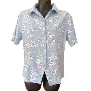 KORET BLUE AND FLOWERED BUTTON DOWN SIZE 10